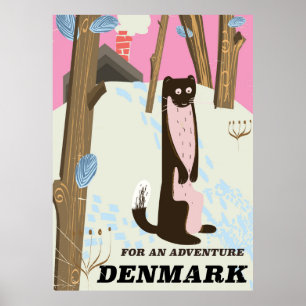 Affiche de voyage de paysage de dessin animé vinta