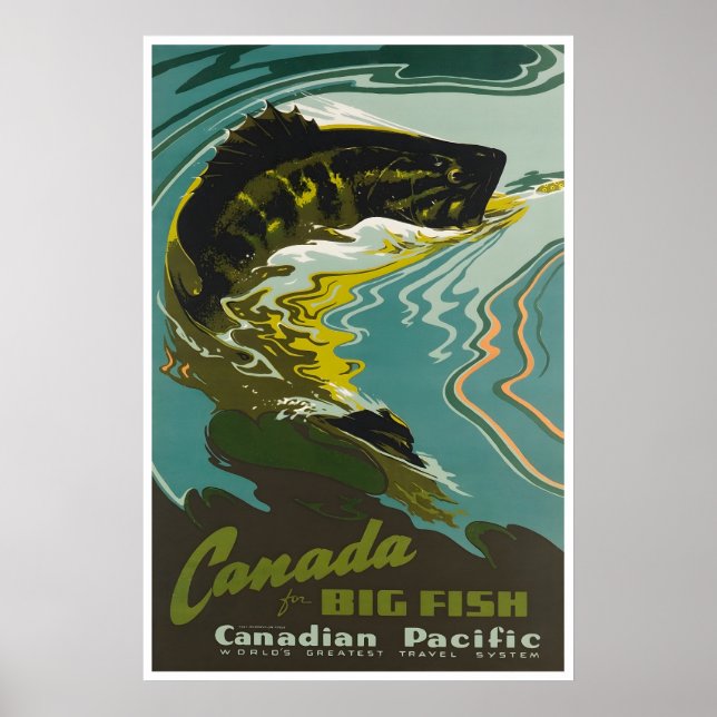 Affiche de voyage de pêche au Canada Art de pêcheu (Devant)