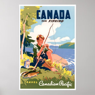 Affiche de voyage de pêche au Canada Rétro pour pê