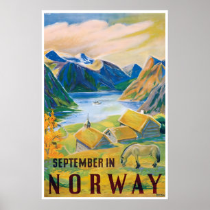 Affiche de voyage de peinture norvégienne Impressi
