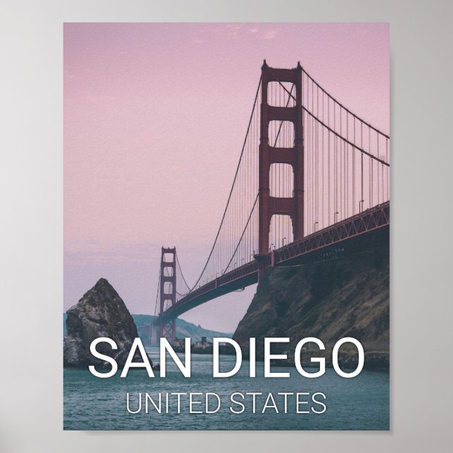 Affiche de voyage de San Diego City Skyline (Devant)
