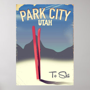 affiche de voyage de ski du parc de l'Utah