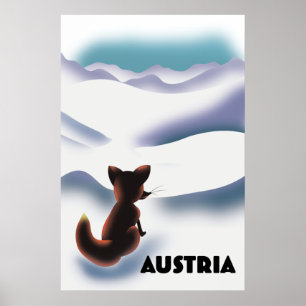 Affiche de voyage de ski en Autriche