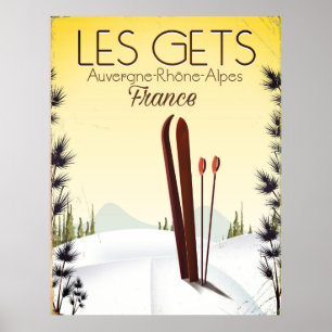 Affiche de voyage de ski Les Gets France