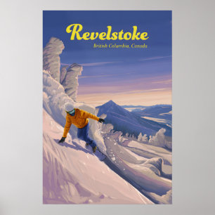 Affiche de voyage de snowboard à Revelstoke
