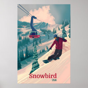 Affiche de voyage de snowboard à Snowbird