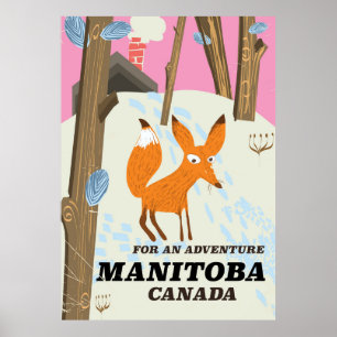 Affiche de voyage de style vintage Manitoba Canada