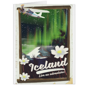 Affiche de voyage de style vintage paysage islanda