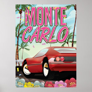 affiche de voyage de supercar Monte Carlo