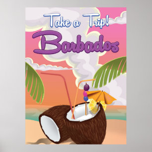Affiche de voyage de vacances à la Barbade dessin