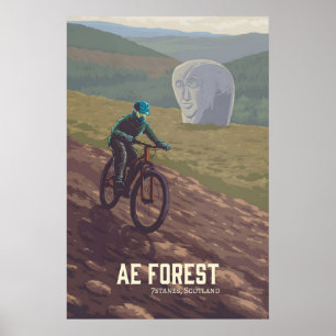Affiche de voyage de vélo tout terrain de la forêt