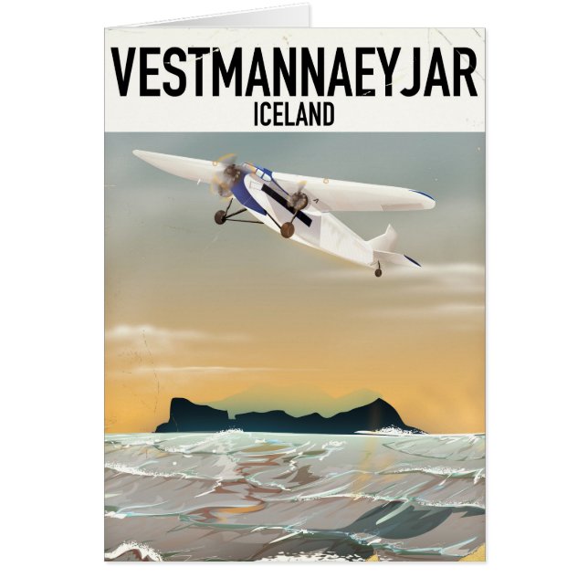 Affiche de voyage de Vestmannaeyjar Islande. (Devant)