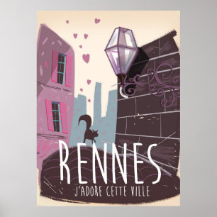 Affiche de voyage de ville de Rennes France