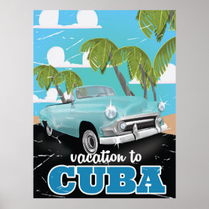 Affiche de voyage de voiture vintage cubaine