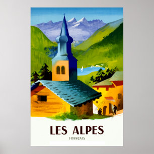 Affiche de voyage des Alpes françaises