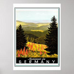 Affiche de voyage d'été en Allemagne Vintage