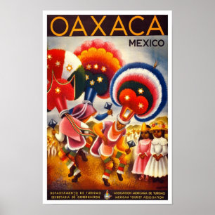 Affiche de voyage d'Oaxaca vintage, Mexique