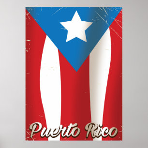 affiche de voyage drapeau vintage de porto rico