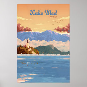 Affiche de voyage du lac de Bled Slovénie