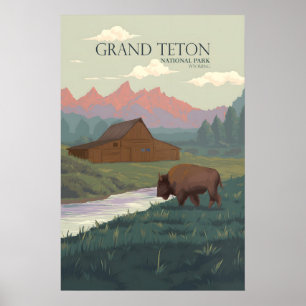 Affiche de voyage du Parc national de Grand Teton