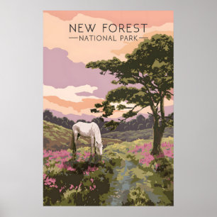 Affiche de voyage du parc national de New Forest