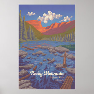 Affiche de voyage du parc national de Rocky Mounta