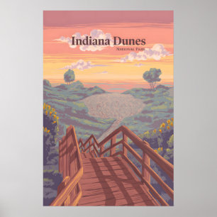 Affiche de voyage du Parc national des dunes de l'