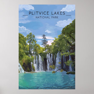 Affiche de voyage du parc national des lacs de Pli