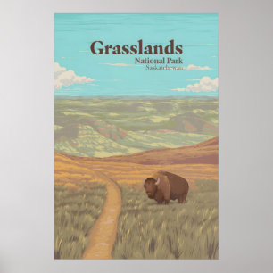Affiche de voyage du Parc national des Prairies Ca