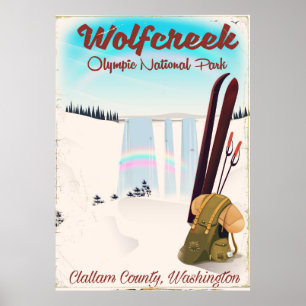 Affiche de voyage du parc national olympique Wolf 