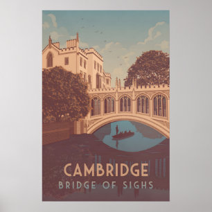 Affiche de voyage du pont des Soupirs de Cambridge