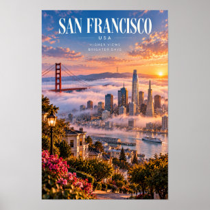 Affiche de voyage du pont Golden Gate de San Franc