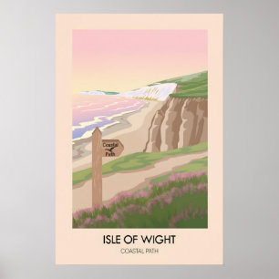Affiche de voyage du sentier côtier de l'île de Wi
