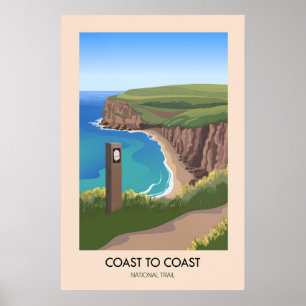 Affiche de voyage du sentier de randonnée Coast to