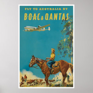 Affiche de voyage en Australie Art australien BOAC
