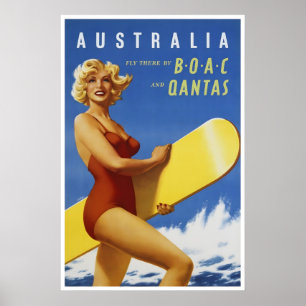 Affiche de voyage en Australie Art de surf Impress