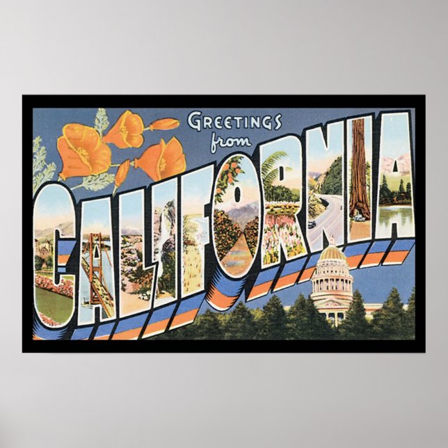 Affiche de voyage en Californie vintage (Devant)