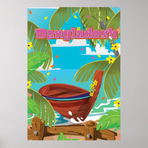 Affiche de voyage en cartoon du Bangladesh.