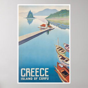 Affiche de voyage en Grèce Corfou Impression d'art