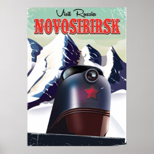 affiche de voyage en locomotive de novosibirsk