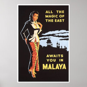 Affiche de voyage en Malaisie Impression d'art Mal