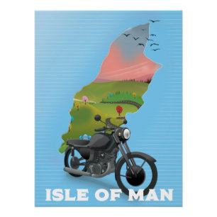 Affiche de voyage en moto de l'île de Man