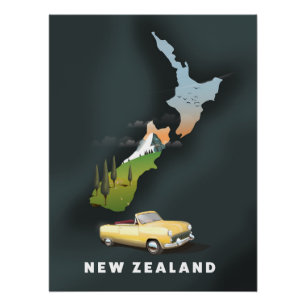 Affiche de voyage en Nouvelle-Zélande