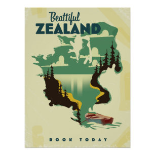 Affiche de voyage en Nouvelle-Zélande Belle