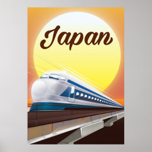 Affiche de voyage en train à puce du Japon