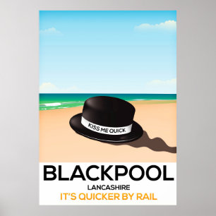 affiche de voyage en train de Blackpool "embrasse-