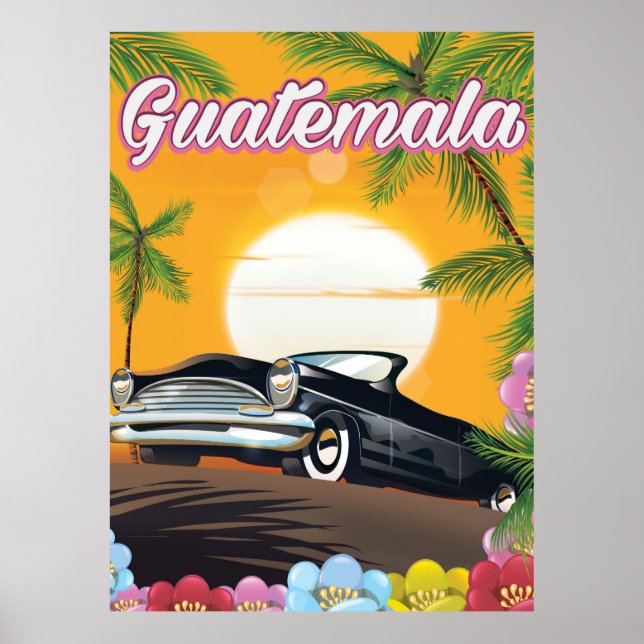 affiche de voyage en voiture Guatemala Vintage (Devant)
