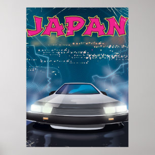 Affiche de voyage en voiture japonaise