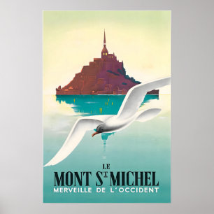 Affiche de voyage française d'art Mont Saint-Miche