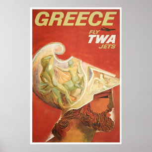 Affiche de voyage Grèce Art Grec TWA David Klein